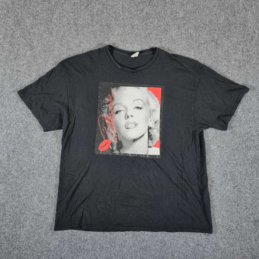 2000s Delta Pro Marilyn Monroe Graphic‎ Print T-Shirt Black Short Sleeve Sz 2XL